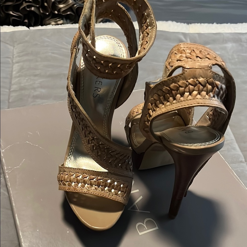 Bakers Tan Woven Strap Heels